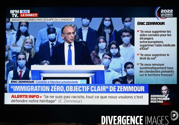 Retransmission du 1er meeting d Eric Zemmour, en direct sur BFM tv