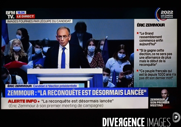 Retransmission du 1er meeting d Eric Zemmour, en direct sur BFM tv