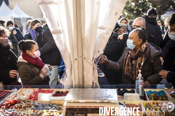 Premier deplacement de christiane taubira, a saint denis.