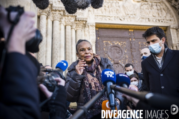 Premier deplacement de christiane taubira, a saint denis.