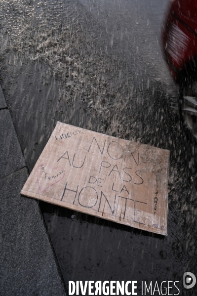 Manifestation nationale citoyenne et pacifique contre le pass vaccinal, contre la gestion de la crise sanitaire par le gouvernement. Paris le 8 janvier 2022. Vaccine pass.