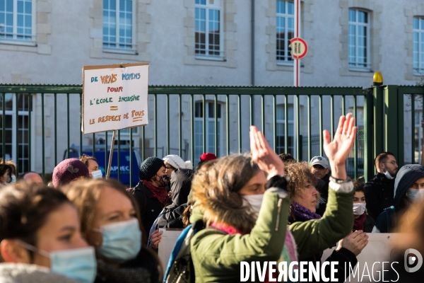 Manifestation des enseignants contre les mesures sanitaires à Nantes