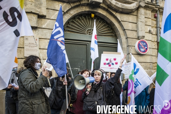 Manifestation des personnels de l éducation nationale contre les protocoles sanitaires - Montpellier, 13.01.2022