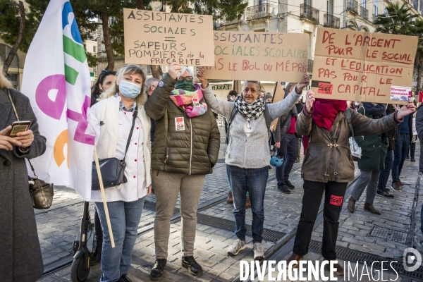 Manifestation des personnels de l éducation nationale contre les protocoles sanitaires - Montpellier, 13.01.2022