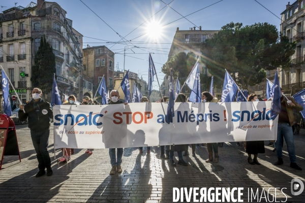 Manifestation des personnels de l éducation nationale contre les protocoles sanitaires - Montpellier, 13.01.2022