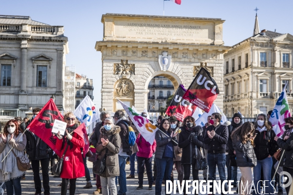 Manifestation des personnels de l éducation nationale contre les protocoles sanitaires - Montpellier, 13.01.2022