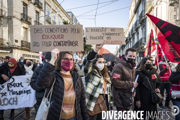 Manifestation des personnels de l éducation nationale contre les protocoles sanitaires - Montpellier, 13.01.2022