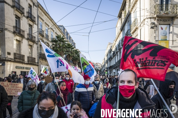 Manifestation des personnels de l éducation nationale contre les protocoles sanitaires - Montpellier, 13.01.2022