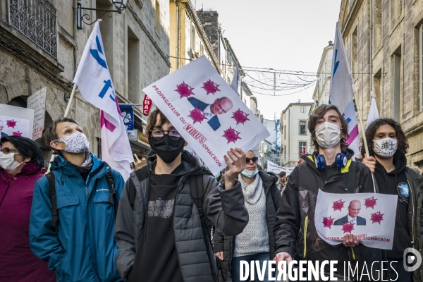 Manifestation des personnels de l éducation nationale contre les protocoles sanitaires - Montpellier, 13.01.2022