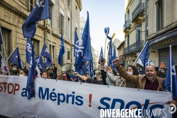 Manifestation des personnels de l éducation nationale contre les protocoles sanitaires - Montpellier, 13.01.2022