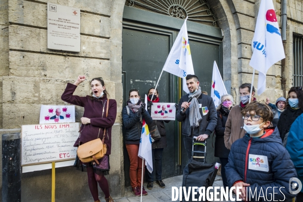 Manifestation des personnels de l éducation nationale contre les protocoles sanitaires - Montpellier, 13.01.2022