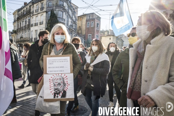 Manifestation des personnels de l éducation nationale contre les protocoles sanitaires - Montpellier, 13.01.2022