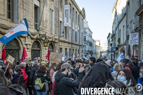 Manifestation des personnels de l éducation nationale contre les protocoles sanitaires - Montpellier, 13.01.2022