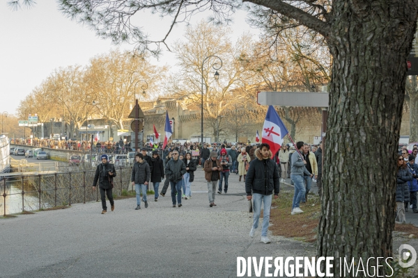 Manifestation pass vaccinal contre  l appetit de pouvoir et de domination  ? Avignon 15 janvier 2022.