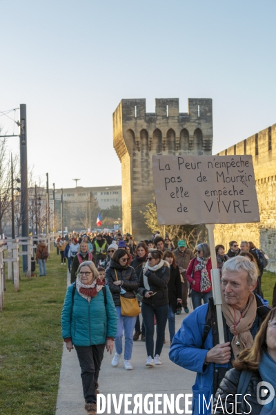 Manifestation pass vaccinal contre  l appetit de pouvoir et de domination  ? Avignon 15 janvier 2022.