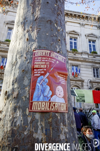 Manifestation pass vaccinal contre  l appetit de pouvoir et de domination  ? Avignon 15 janvier 2022.