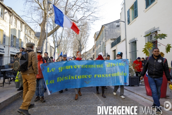 Manifestation pass vaccinal contre  l appetit de pouvoir et de domination  ? Avignon 15 janvier 2022.