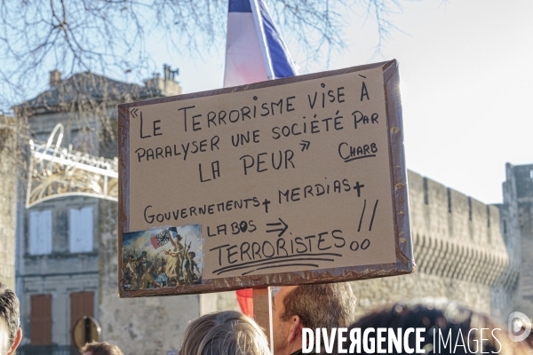 Manifestation pass vaccinal contre  l appetit de pouvoir et de domination  ? Avignon 15 janvier 2022.