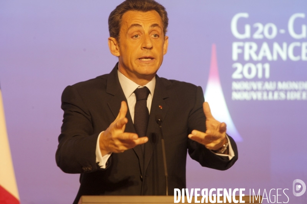 Conférence de presse de NICOLAS SARKOZY, présentation de la présidence française du G8 et du G 20
