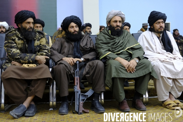 Des chefs religieux afghans assistent à Kaboul pour la promotion de la vertu et l interdiction de la vertu par les talibans.  Afghan religious leaders attend the Taliban Promoting Virtue and Prohibiting Virtue Kabul.