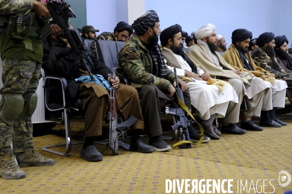 Des chefs religieux afghans assistent à Kaboul pour la promotion de la vertu et l interdiction de la vertu par les talibans.  Afghan religious leaders attend the Taliban Promoting Virtue and Prohibiting Virtue Kabul.