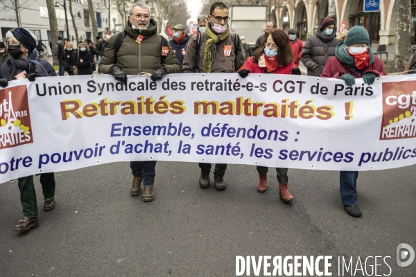 Manifestation intersyndicale pour une augmentation des salaires, pensions et minima sociaux