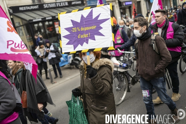 Manifestation intersyndicale pour une augmentation des salaires, pensions et minima sociaux