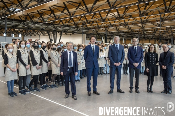 Inauguration de nouveaux ateliers Louis Vuitton par Bernard ARNAULT.