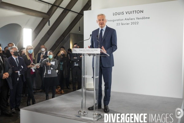 Inauguration de nouveaux ateliers Louis Vuitton par Bernard ARNAULT.