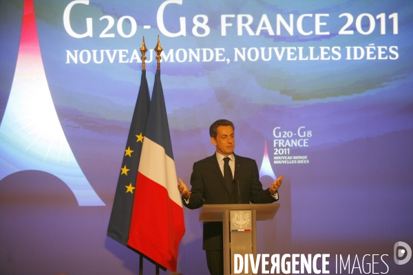 Conférence de presse de NICOLAS SARKOZY, présentation de la présidence française du G8 et du G 20