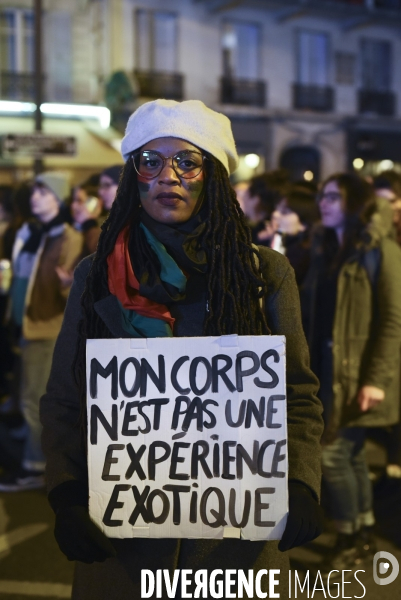 Marche de nuit féministe à Paris, pour les droits des femmes. la Journée internationale des droits des femmes, le 8 Mars 2022. International women sday in Paris.