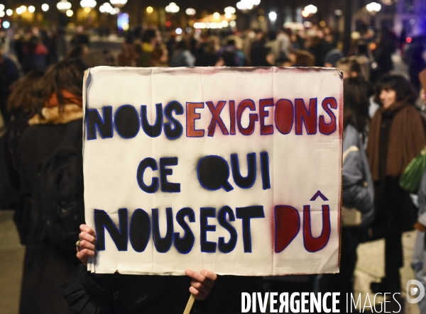 Marche de nuit féministe à Paris, pour les droits des femmes. la Journée internationale des droits des femmes, le 8 Mars 2022. International women sday in Paris.