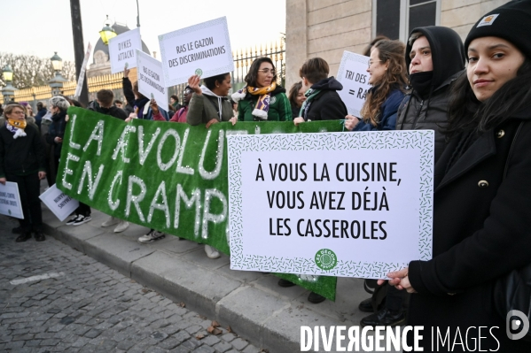 Marche de nuit féministe à Paris, pour les droits des femmes. la Journée internationale des droits des femmes, le 8 Mars 2022. International women sday in Paris.