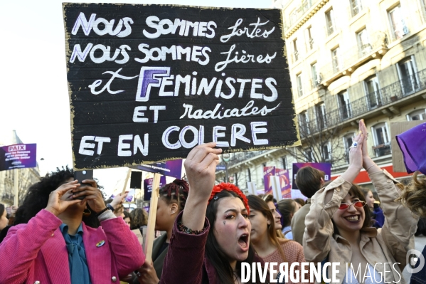 Manifestation pour La Journée internationale des droits des femmes, le 8 Mars 2022. International women sday in Paris.