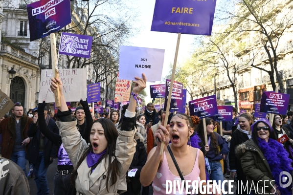 Manifestation pour La Journée internationale des droits des femmes, le 8 Mars 2022. International women sday in Paris.