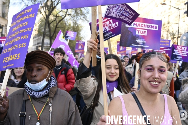 Manifestation pour La Journée internationale des droits des femmes, le 8 Mars 2022. International women sday in Paris.