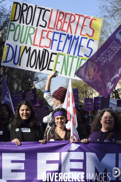 Manifestation pour La Journée internationale des droits des femmes, le 8 Mars 2022. International women sday in Paris.