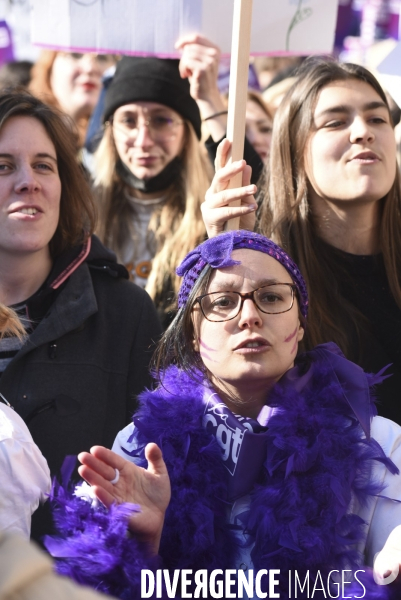 Manifestation pour La Journée internationale des droits des femmes, le 8 Mars 2022. International women sday in Paris.