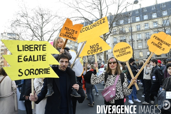 Manifestation pour La Journée internationale des droits des femmes, le 8 Mars 2022. International women sday in Paris.