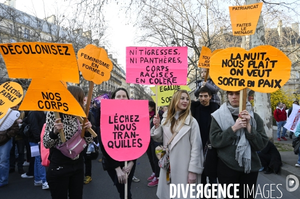 Manifestation pour La Journée internationale des droits des femmes, le 8 Mars 2022. International women sday in Paris.