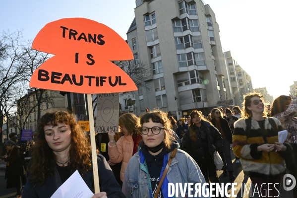 Manifestation pour La Journée internationale des droits des femmes, le 8 Mars 2022. International women sday in Paris.