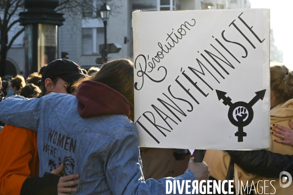 Manifestation pour La Journée internationale des droits des femmes, le 8 Mars 2022. International women sday in Paris.