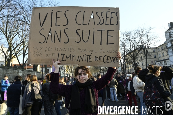 Manifestation pour La Journée internationale des droits des femmes, le 8 Mars 2022. International women sday in Paris.