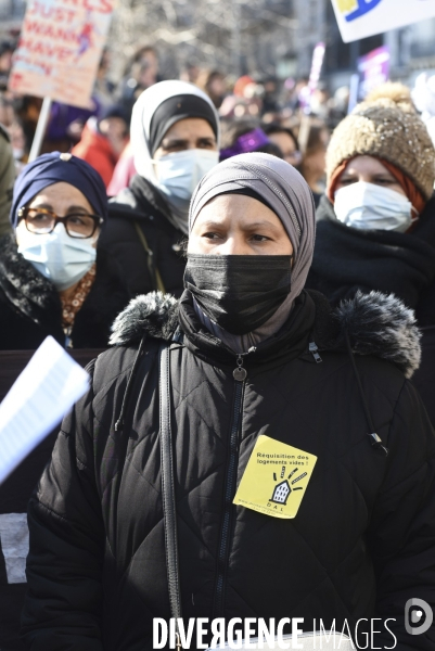 Manifestation pour La Journée internationale des droits des femmes, le 8 Mars 2022. International women sday in Paris.