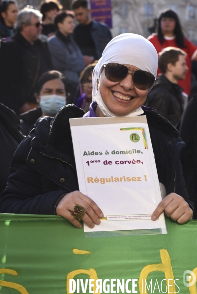 Manifestation pour La Journée internationale des droits des femmes, le 8 Mars 2022. International women sday in Paris.