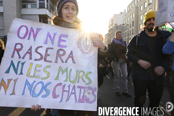 Manifestation pour La Journée internationale des droits des femmes, le 8 Mars 2022. International women sday in Paris.