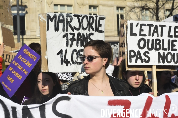 Manifestation pour La Journée internationale des droits des femmes, le 8 Mars 2022. International women sday in Paris.