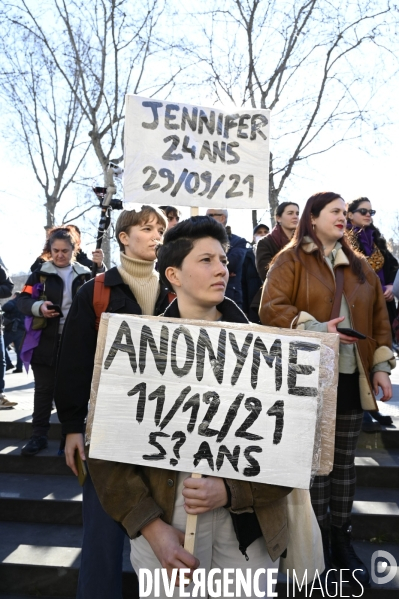 Manifestation pour La Journée internationale des droits des femmes, le 8 Mars 2022. International women sday in Paris.