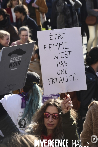 Manifestation pour La Journée internationale des droits des femmes, le 8 Mars 2022. International women sday in Paris.