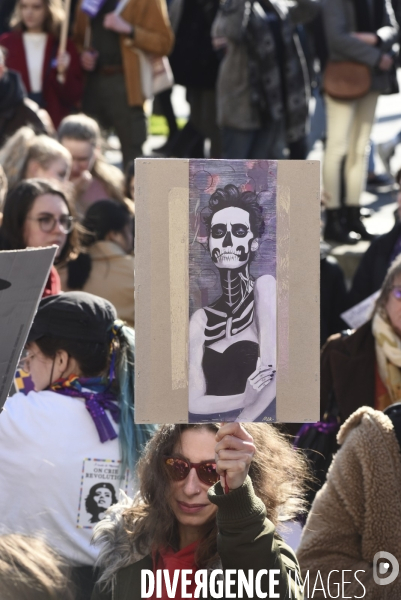 Manifestation pour La Journée internationale des droits des femmes, le 8 Mars 2022. International women sday in Paris.